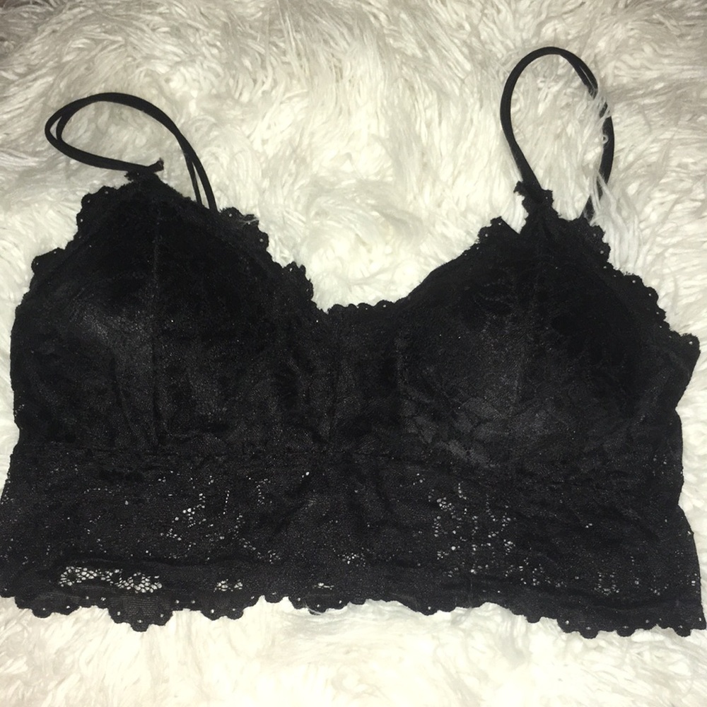 🤑 New! Black Stretch Lace Bralette with double elastic strap and removable pads
